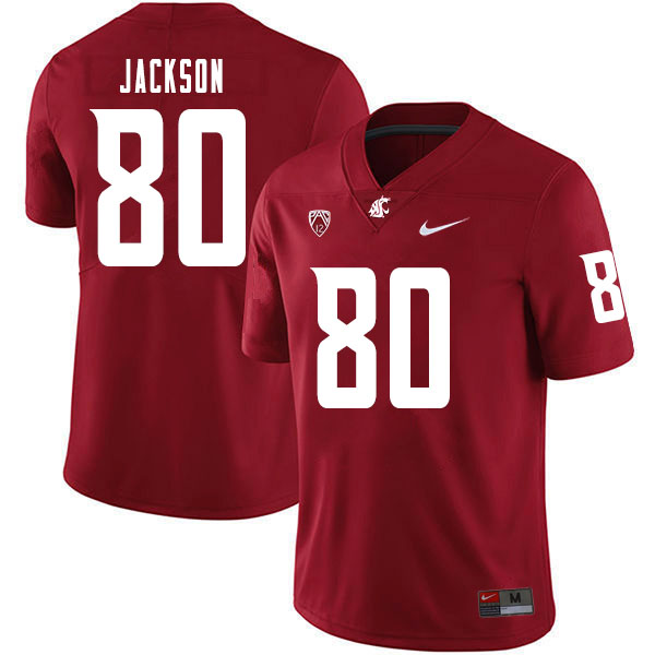 Men #80 Brennan Jackson Washington State Cougars College Football Jerseys Sale-Crimson